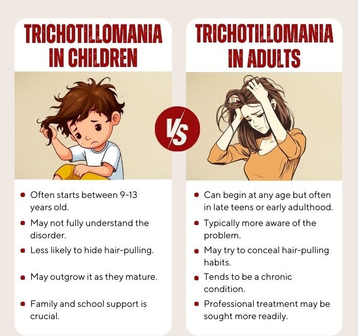 Trichotillomania in children vs Trichotillomania in adults - 1